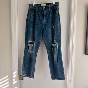 Abercrombie & Fitch ankle straight ultra high rise distressed jeans